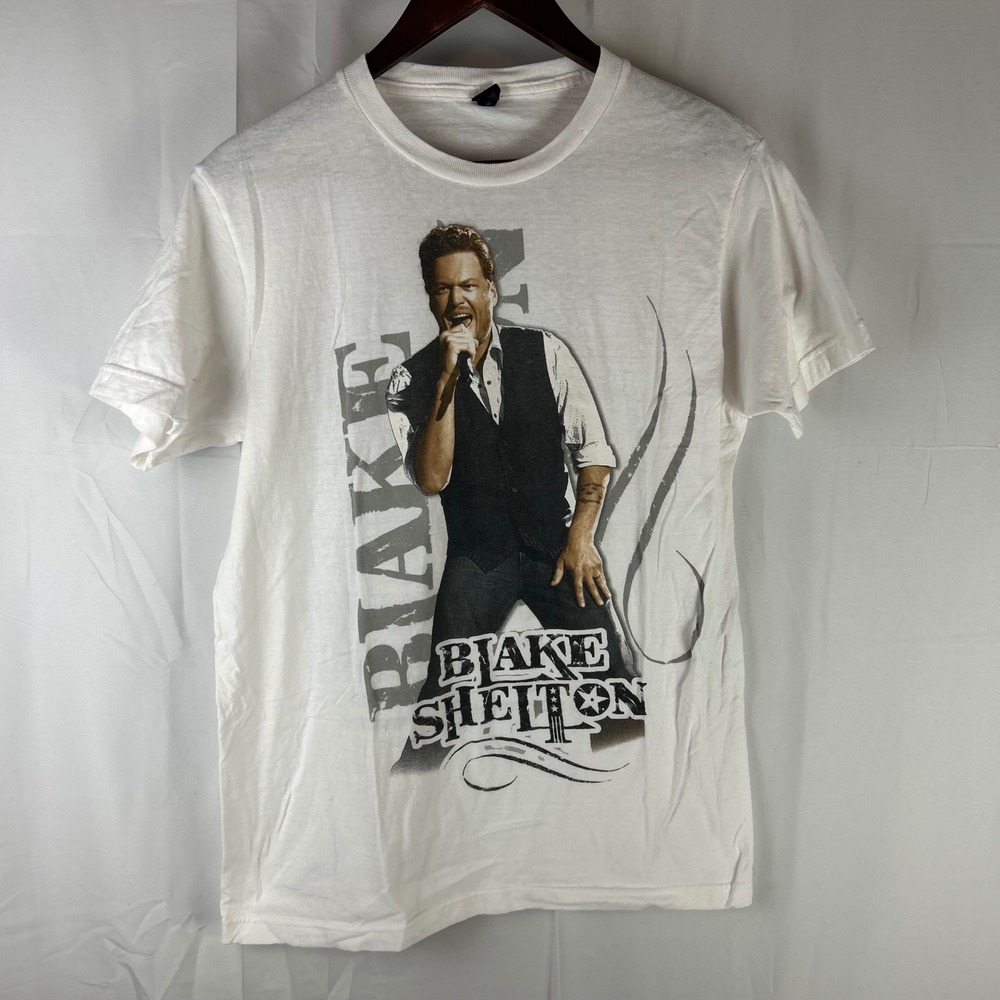 Blake Shelton T-Shirt Medium White 2013 Ten Times Crazier Tour Graphic Tultex
